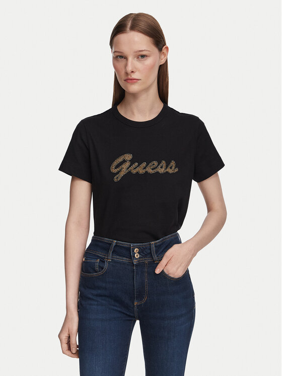 Guess Tricou W6YI29 K4348 Negru Regular Fit