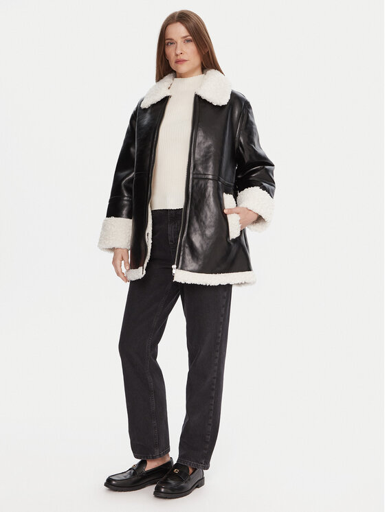 French Connection French Connection Jacke aus Kunstleder 70ZAL Schwarz Regular Fit