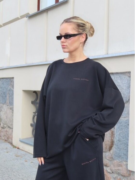 Magda Matyja Magda Matyja Bluzka JETLAG LONGLSLEEVE BLACK Czarny Oversize