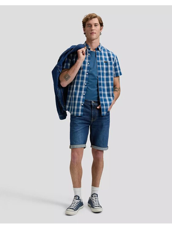 Lee Lee Koszula BUTTON DOWN SS Niebieski Regular Fit