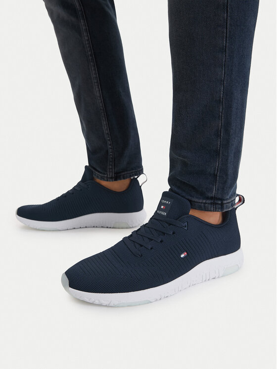 Tommy Hilfiger Tommy Hilfiger Sneakersy Corporate Knit Rib Runner FM0FM02838 Granatowy