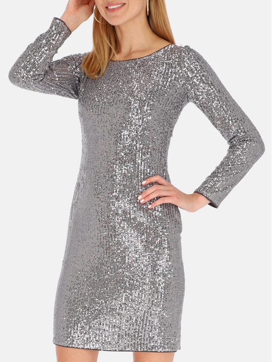 L’AF L’AF Sukienka koktajlowa Safira Srebrny Slim Fit