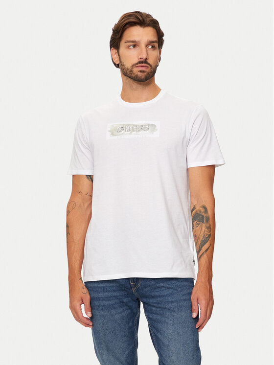 Guess Tričko M4BI61 K9RM1 Biela Slim Fit