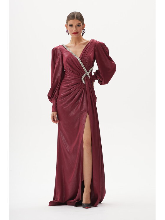 Castellani Castellani Sukienka Gaja Bordowy Regular Fit