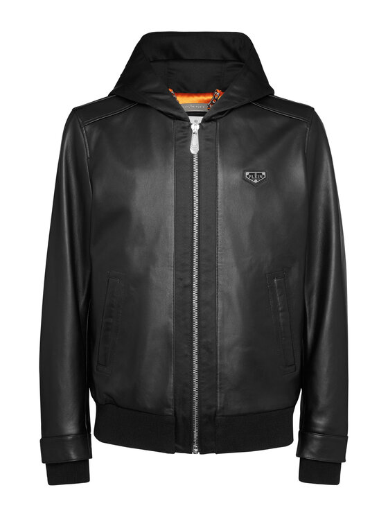 PHILIPP PLEIN PHILIPP PLEIN Kurtka skórzana 23061 Czarny Regular Fit