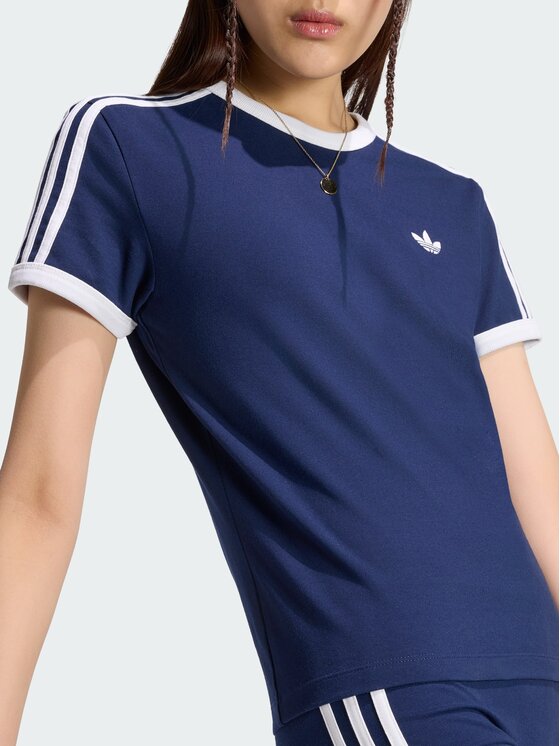 adidas adidas T-Shirt 3 STRIPES SLIM TEE Niebieski jasny Slim Fit