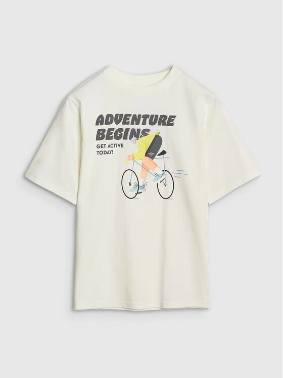 4F 4F T-Shirt 4FJASAW24TTSHM2596-11S Biały Oversize
