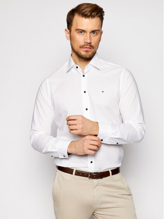 Camicia Plain MW0MW16490 Bianco Regular Fit