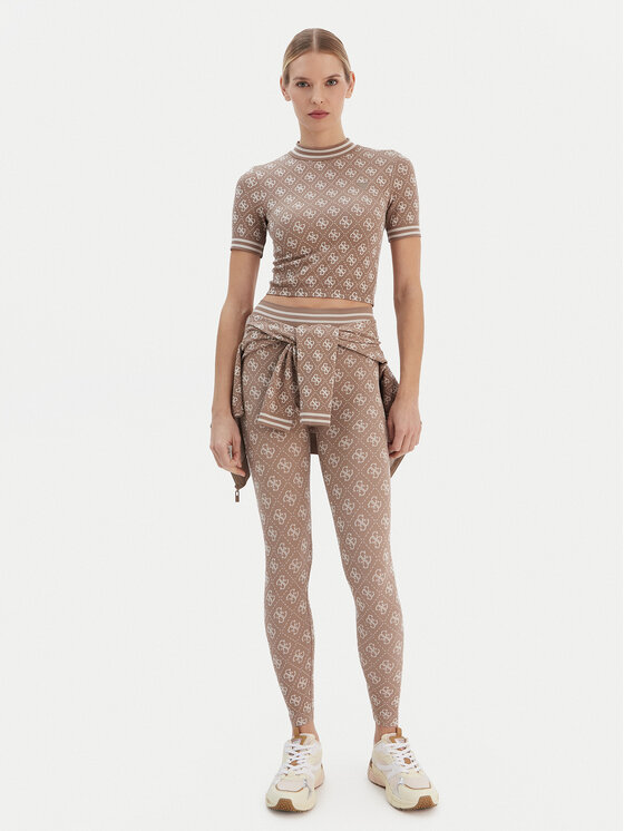 Guess Guess Marškinėliai V5BP07 K2000 Ruda Slim Fit