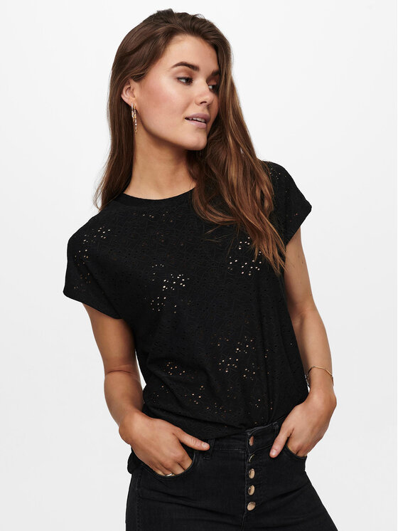 ONLY ONLY Μπλουζάκι Smilla 15231005 Μαύρο Regular Fit