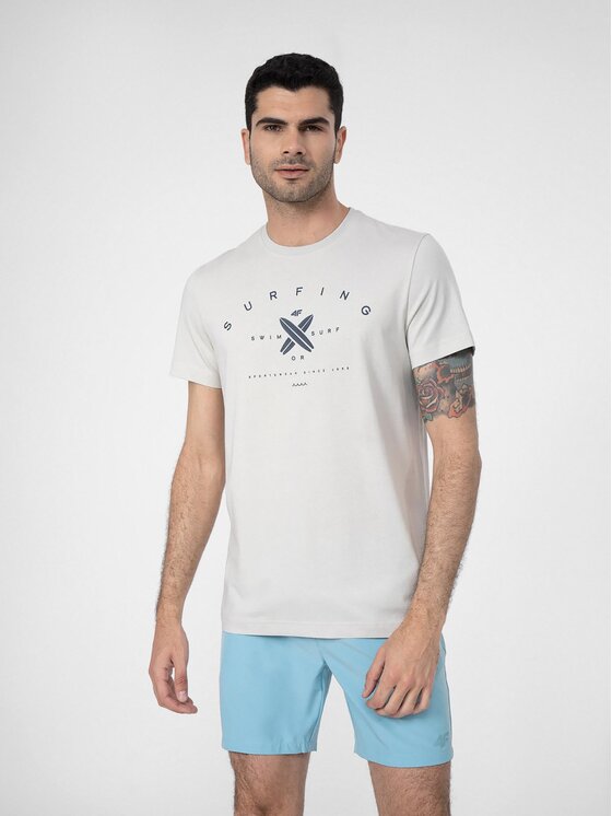 4F 4F Тишърт 4FSS23TTSHM366 Сив Regular Fit