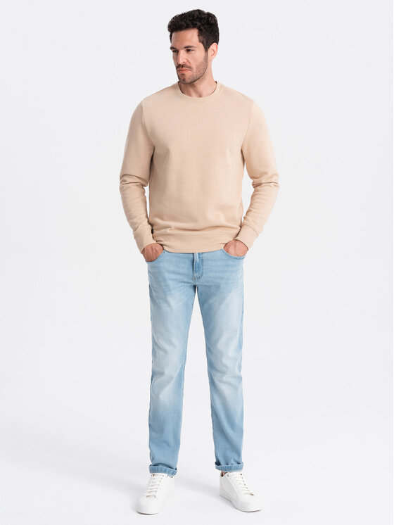Ombre Ombre Mikina OM-SSBN-0159 Béžová Regular Fit