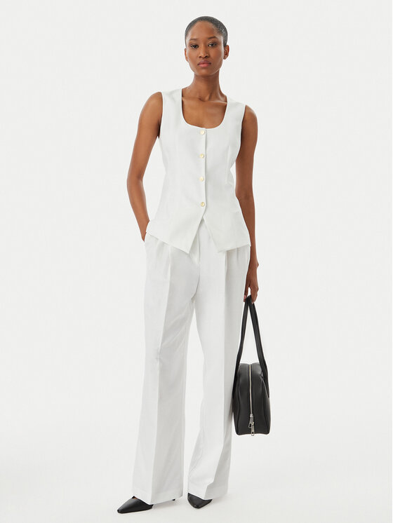 Tommy Hilfiger Tommy Hilfiger Spodnie materiałowe WW0WW48884 Biały Wide Leg