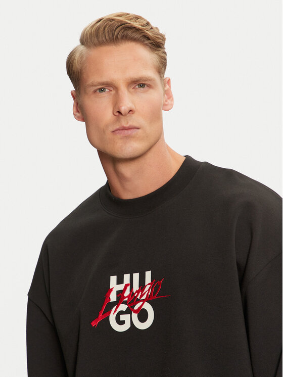 HUGO Hugo Bluza Dlongny 50521081 Czarny Relaxed Fit