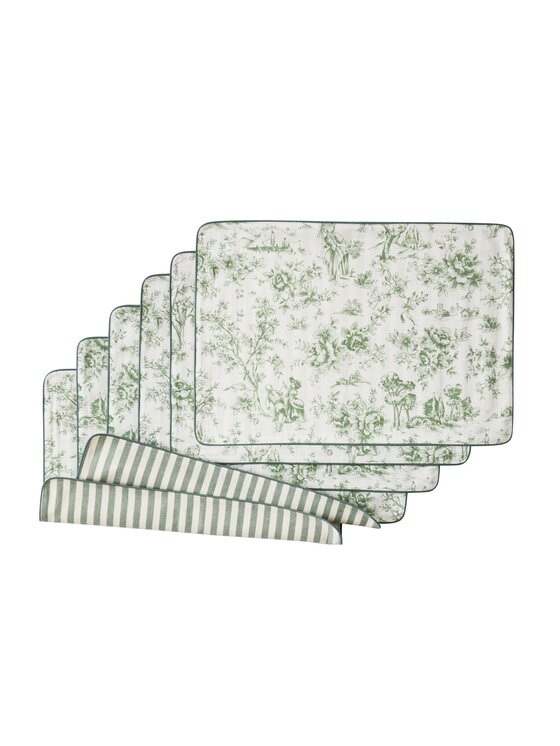 Roseberry Home Roseberry Home Podkładka na stół dwustronne Toile de Jouy Green & Stripes Zielony