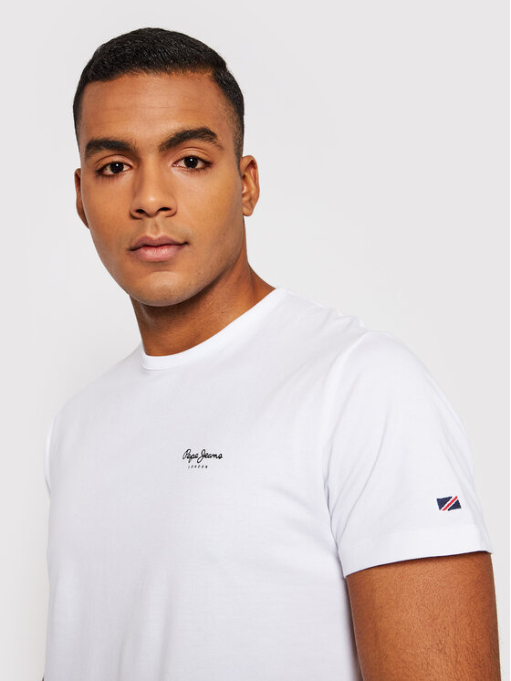 Pepe Jeans Pepe Jeans T-särk Original Basic 3 N PM508212 Valge Slim Fit