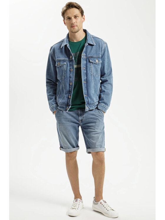 Cross Jeans Cross Jeans Szorty jeansowe A 565-187 Niebieski Regular Fit