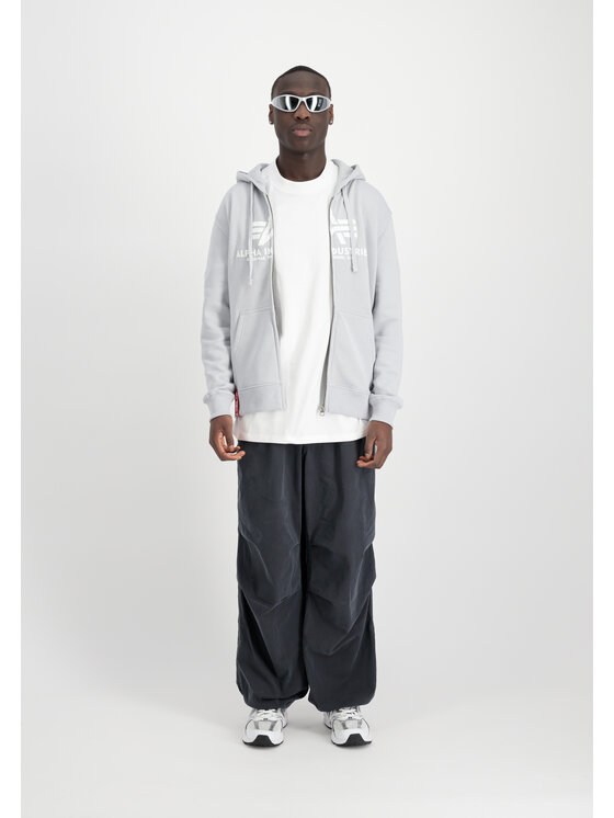 Alpha Industries Alpha Industries Bluza Basic Puff Print Zip Hoodie Szary Regular Fit