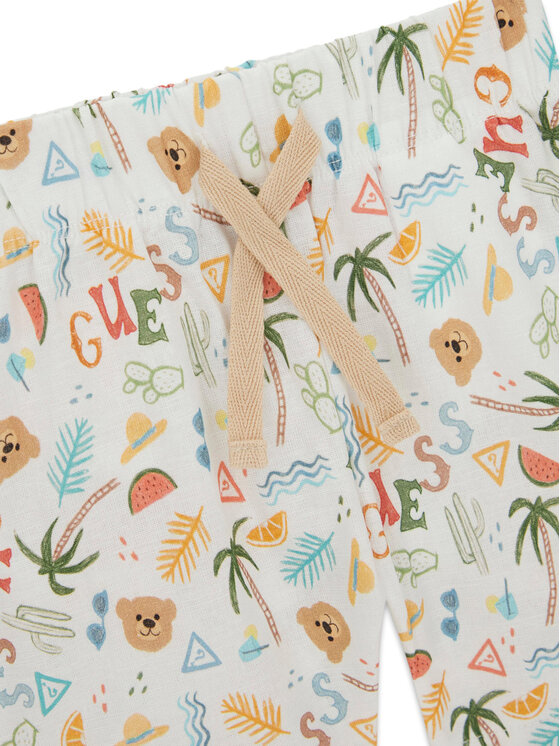 Guess Guess Комплект от риза и текстилни шорти I6GG09 WO730 Кремав Regular Fit