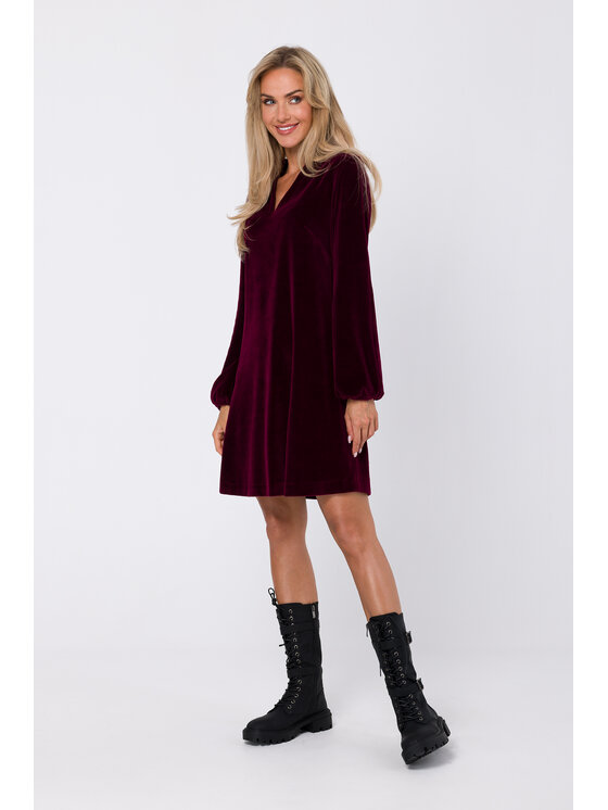 Made of Emotion Made of Emotion Sukienka koktajlowa M767 Bordowy Modern Fit
