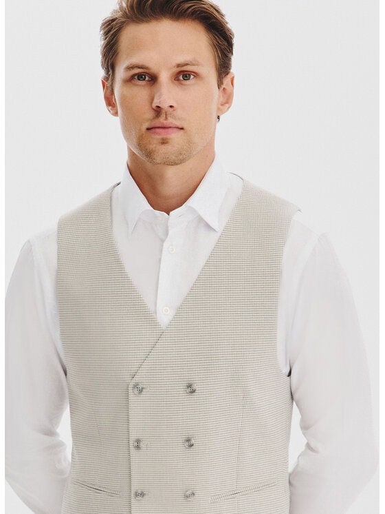 Pako Lorente Pako Lorente Kamizelka garniturowa P25WF-8X-006 Beżowy Slim Fit
