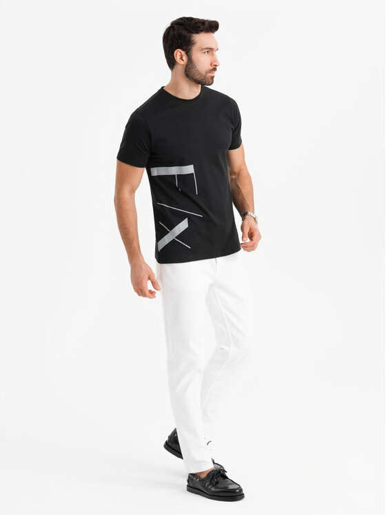 Ombre Ombre T-Shirt OM-TSPT-0213 Czarny Regular Fit