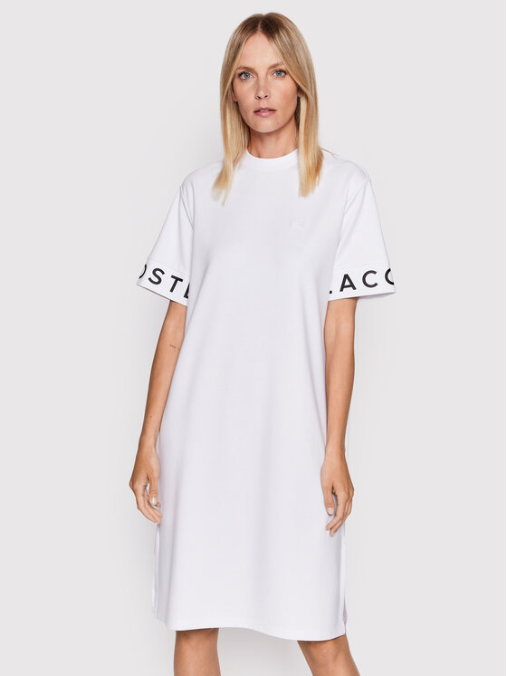 Lacoste Sukienka codzienna EF0107 Biały Relaxed Fit