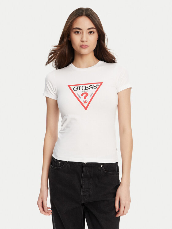 Guess Jeans Guess Jeans T-krekls W4YI04 J1314 Balts Regular Fit
