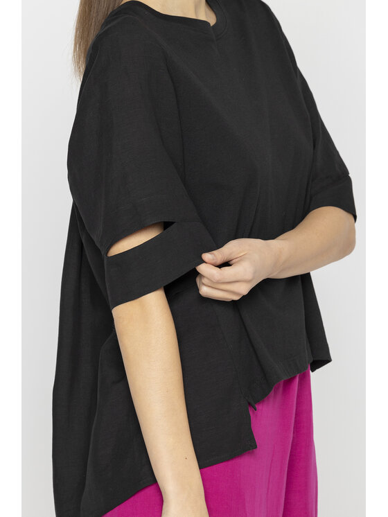 Deni Cler Milano Deni Cler Milano Bluzka T-DC-T206-E2-10-90-1 Czarny Oversize
