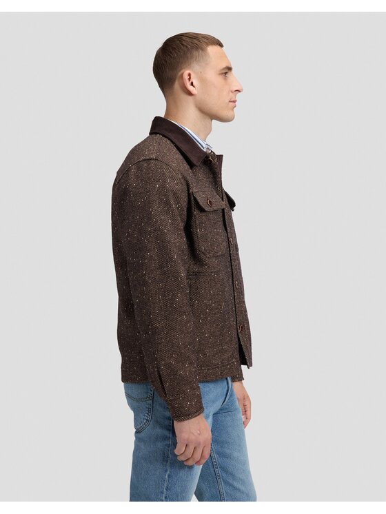 Lee Lee Kurtka przejściowa CORD COLLAR MIX OVERSHIRT Brązowy Relaxed Fit