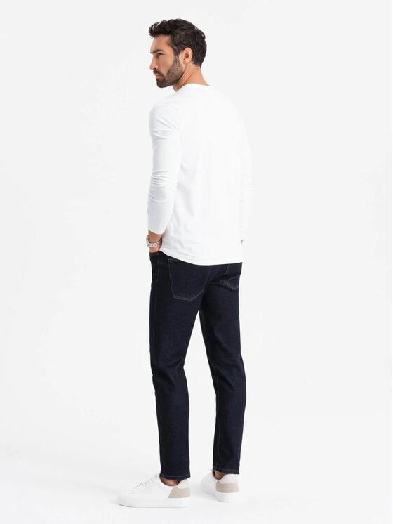 Ombre Ombre Longsleeve OM-LSBC-0124 Biały Slim Fit