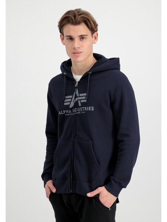 Alpha Industries Alpha Industries Bluza Basic Big Logo Zip Hoodie Fioletowy Regular Fit