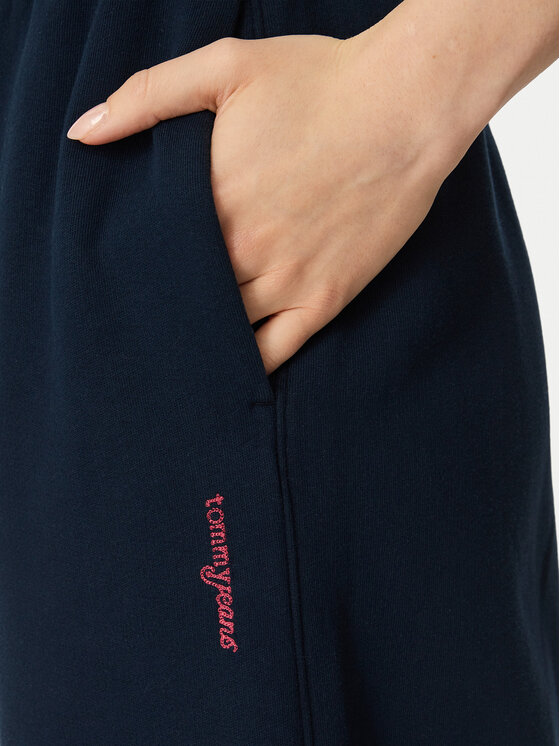 Tommy Jeans Tommy Jeans Teplákové nohavice Script DW0DW23398 Tmavomodrá Wide Leg