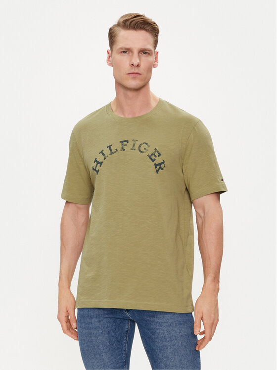 Férfi Póló Tommy Hilfiger, Méret: L, Zöld, Arched MW0MW34432