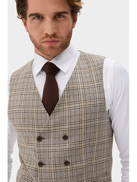 Evenemen Evenemen Kamizelka BOSTON LPA Beżowy Slim Fit