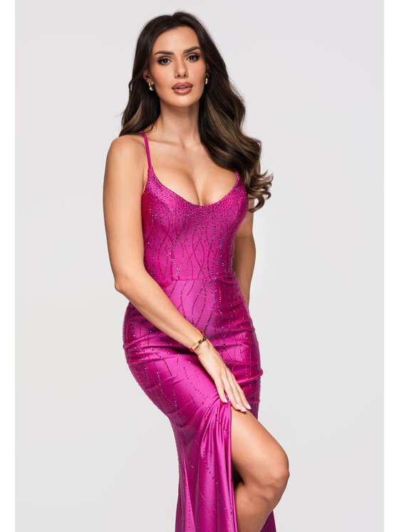 Ombre Ombre Sukienka wieczorowa LA-OM-DLR355 Różowy Slim Fit