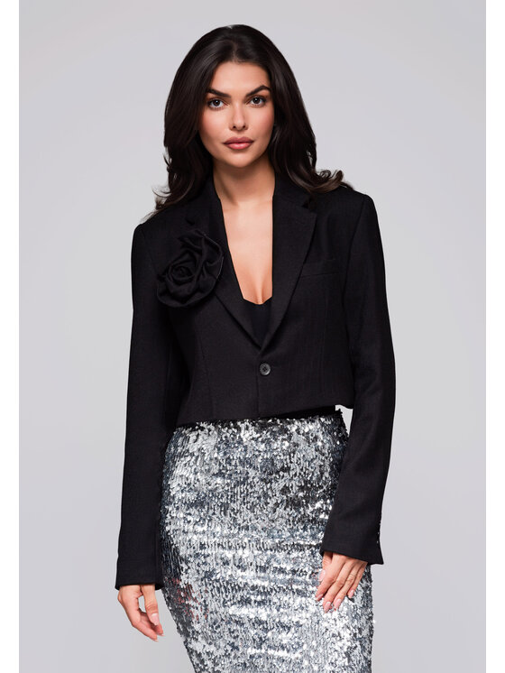 Ombre Ombre Marynarka LW-BLZB-0100 Czarny Regular Fit
