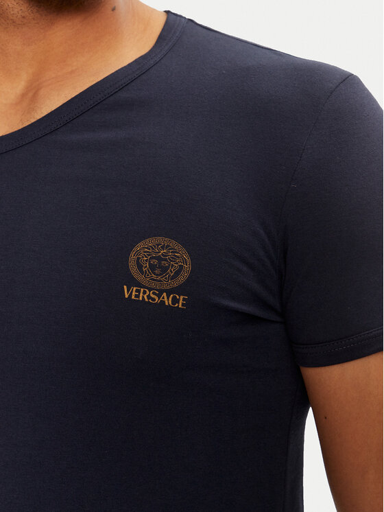 Versace Versace T-shirt AUU01004 1A1001 Blu scuro Regular Fit