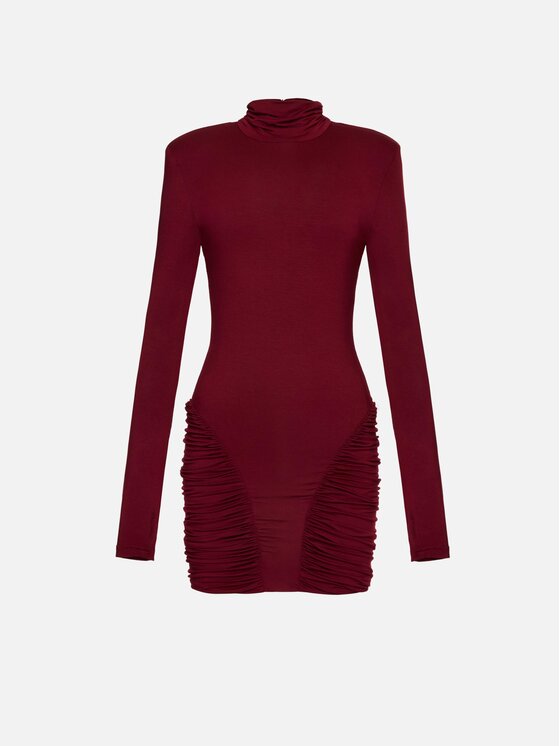 La Mania La Mania Sukienka koktajlowa ORELIS Bordowy Basic Fit