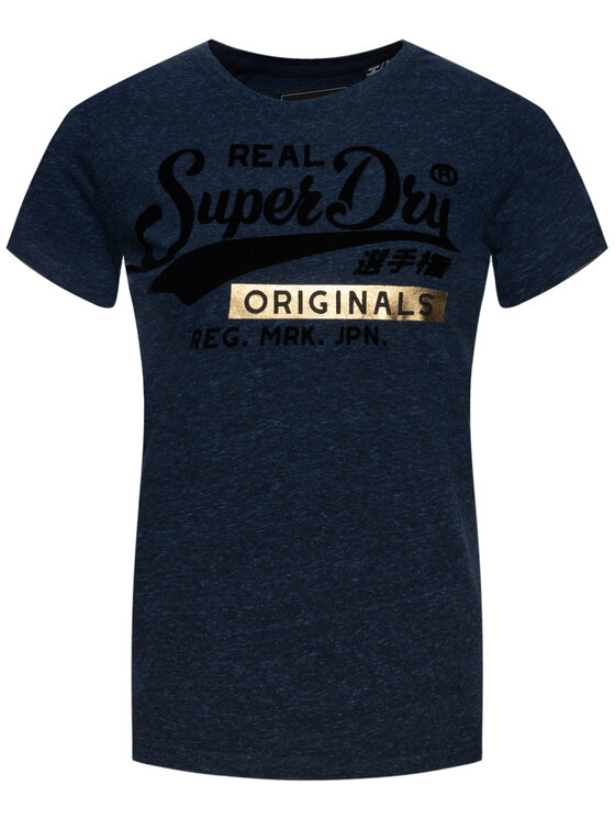 Superdry Superdry T-Shirt W1000020A Granatowy Regular Fit