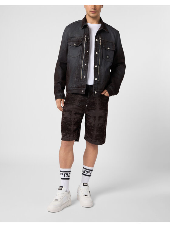 PHILIPP PLEIN PHILIPP PLEIN Szorty jeansowe 31237 Czarny Loose Fit