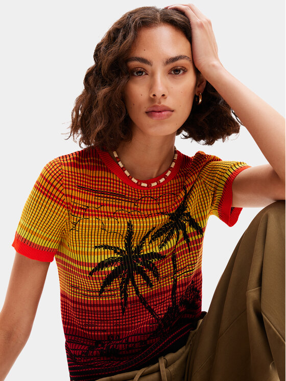 Desigual Desigual T-Shirt Dubai 24SWTK87 Pomarańczowy Regular Fit