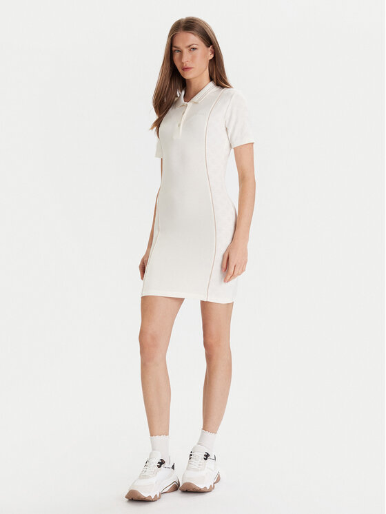 Guess Guess Džemper haljina V5YK00 KCX12 Écru Regular Fit