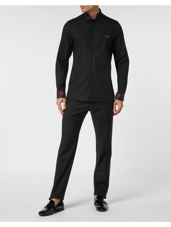 PHILIPP PLEIN PHILIPP PLEIN Koszula 20655 Czarny Fitted Fit