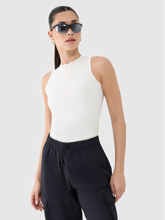 4F 4F Tank top INFLUENCER Biały Slim Fit