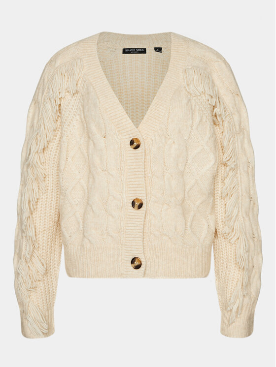 Brave Soul Brave Soul Pletena jopica LKC-642TAZZEL Écru Regular Fit