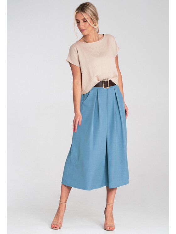 FIGL FIGL Spódnica midi M1201 Niebieski Flared Fit