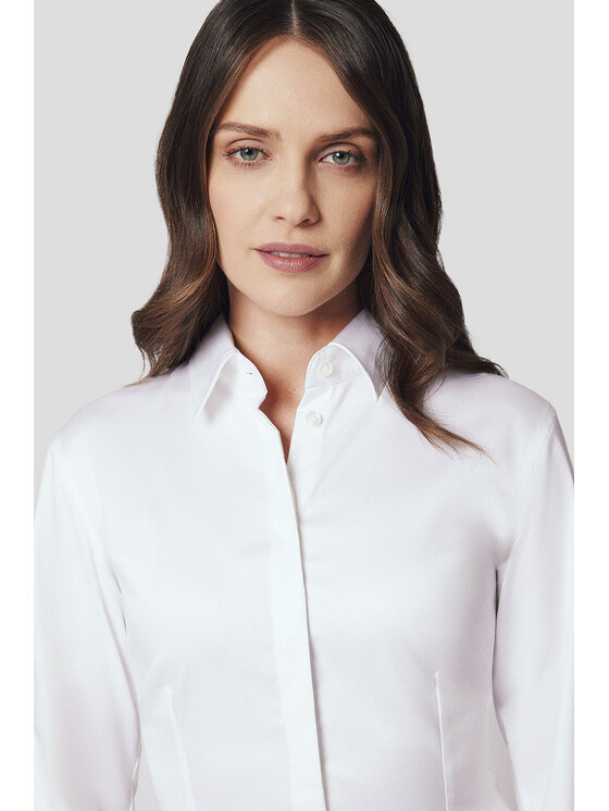 Lancerto Lancerto Koszula Koszula Damska Biała z Bawełną Celebrian Slim KO073224000070 Biały Slim Fit