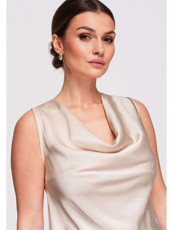 Ombre Ombre Bluzka OW-TS-E0030 Beżowy Loose Fit