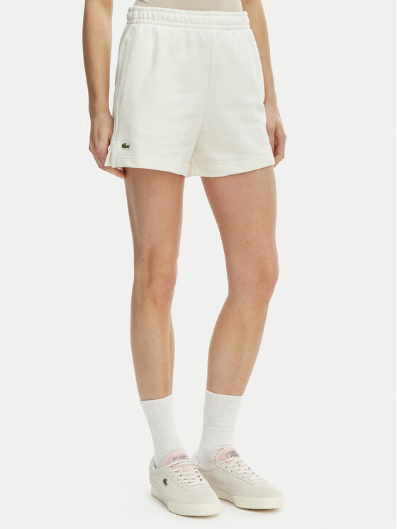 Lacoste Pantaloni scurți sport GF5341 Écru Regular Fit